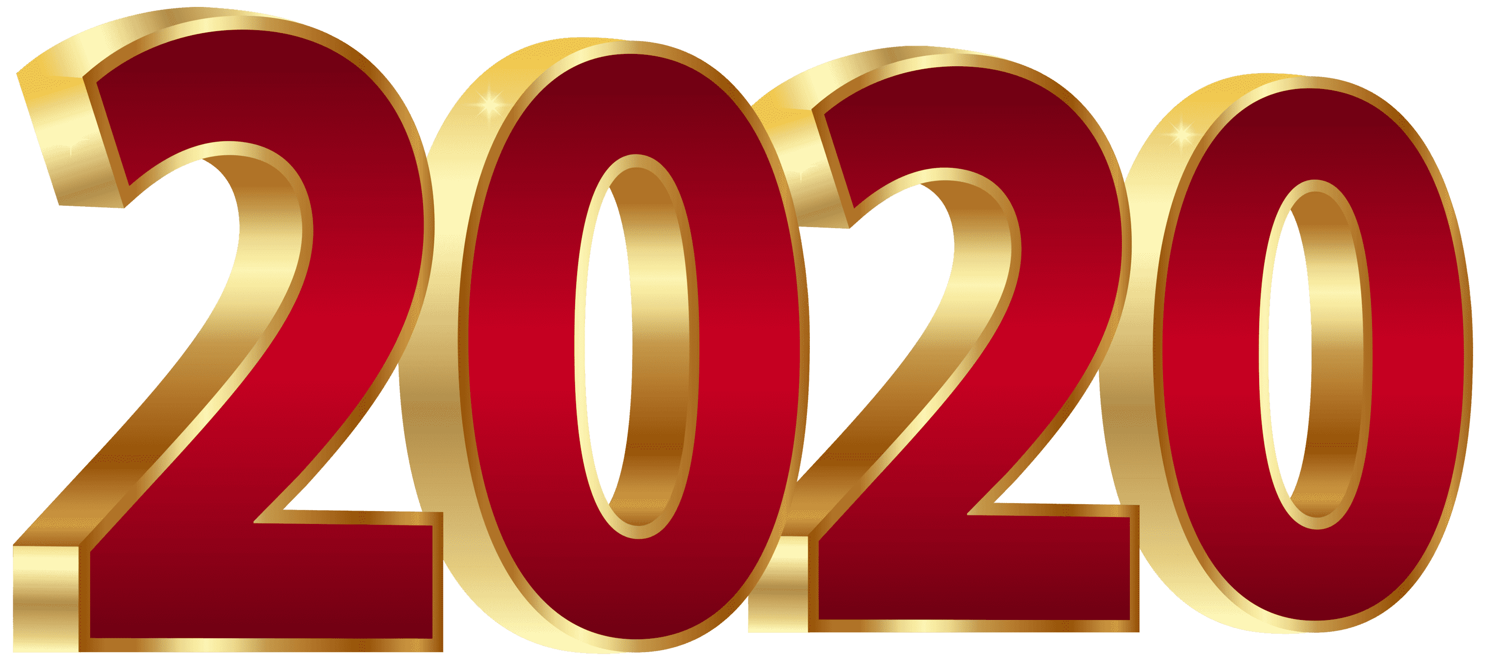 2020 Gold and Red PNG Clipart Image