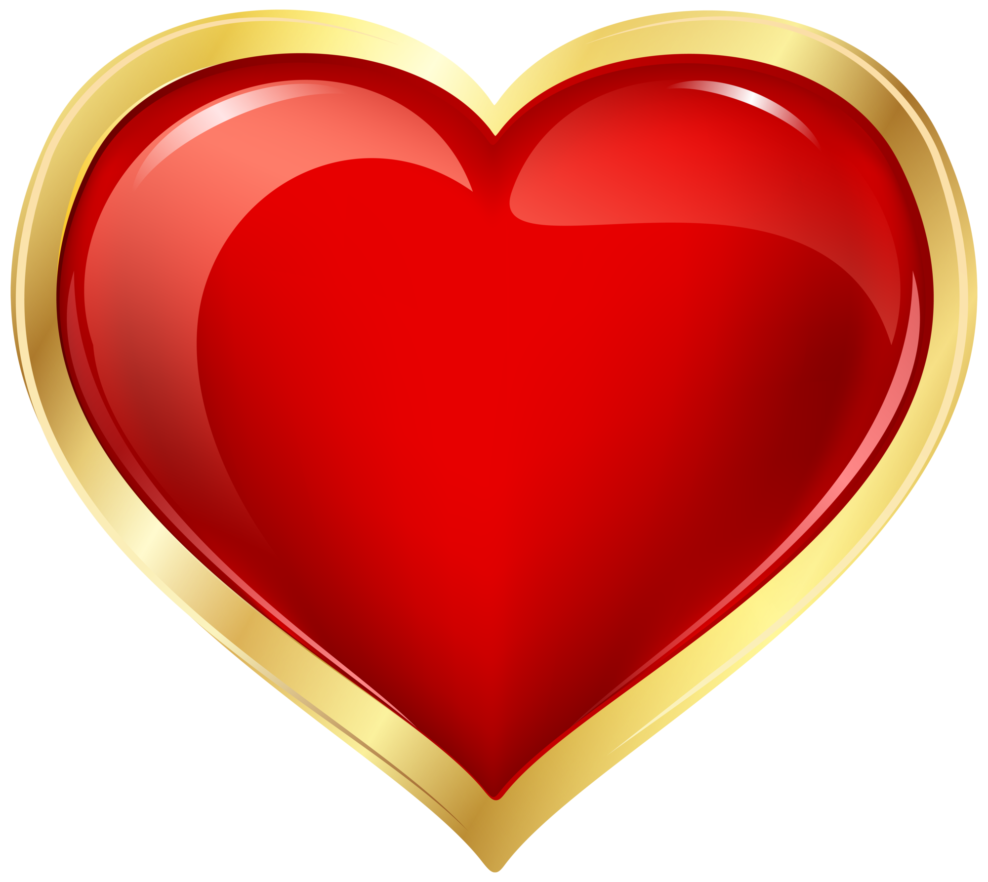 Red and Gold Heart Clip Art Image