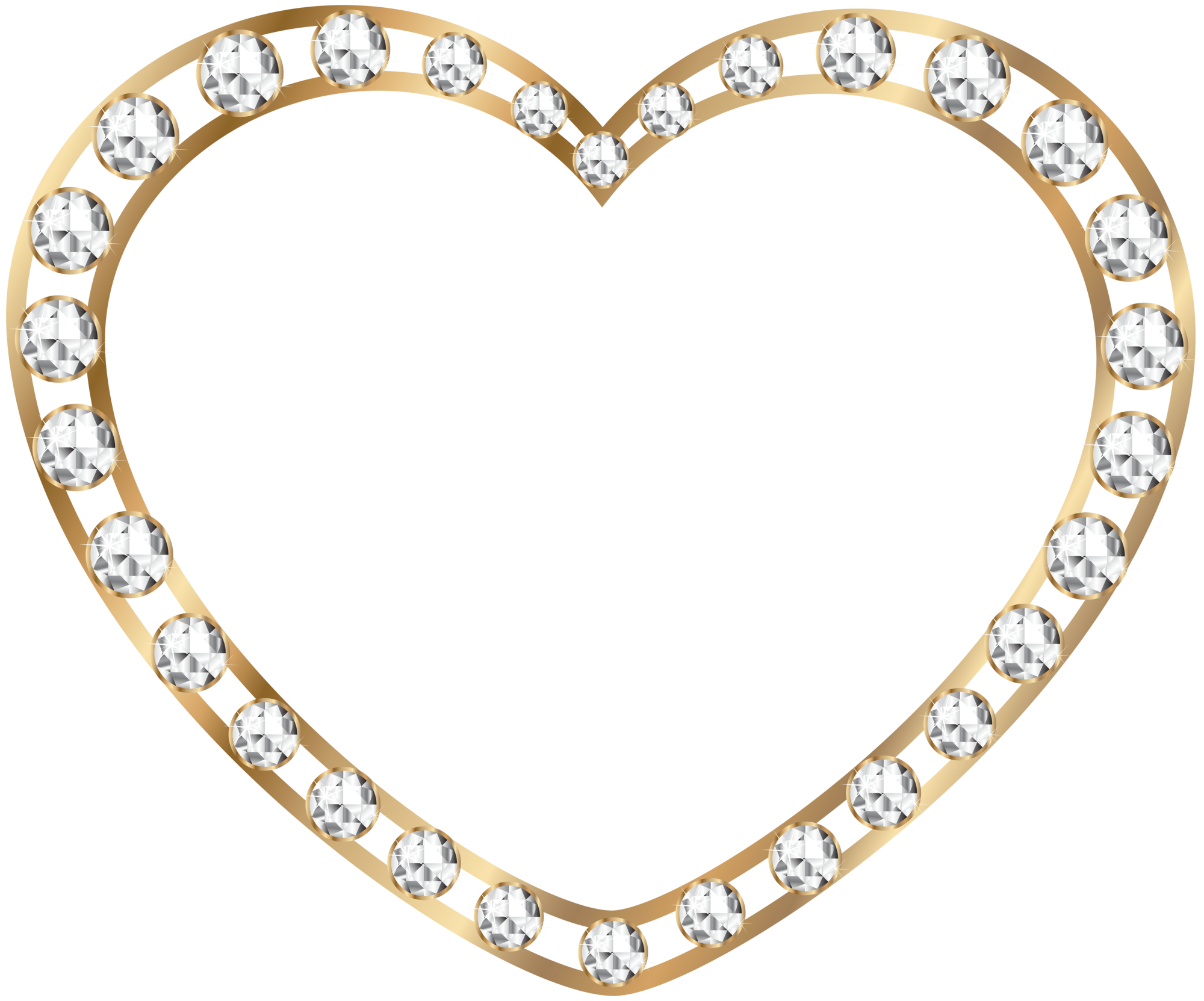 Gold Heart With Diamonds Transparent Png Image