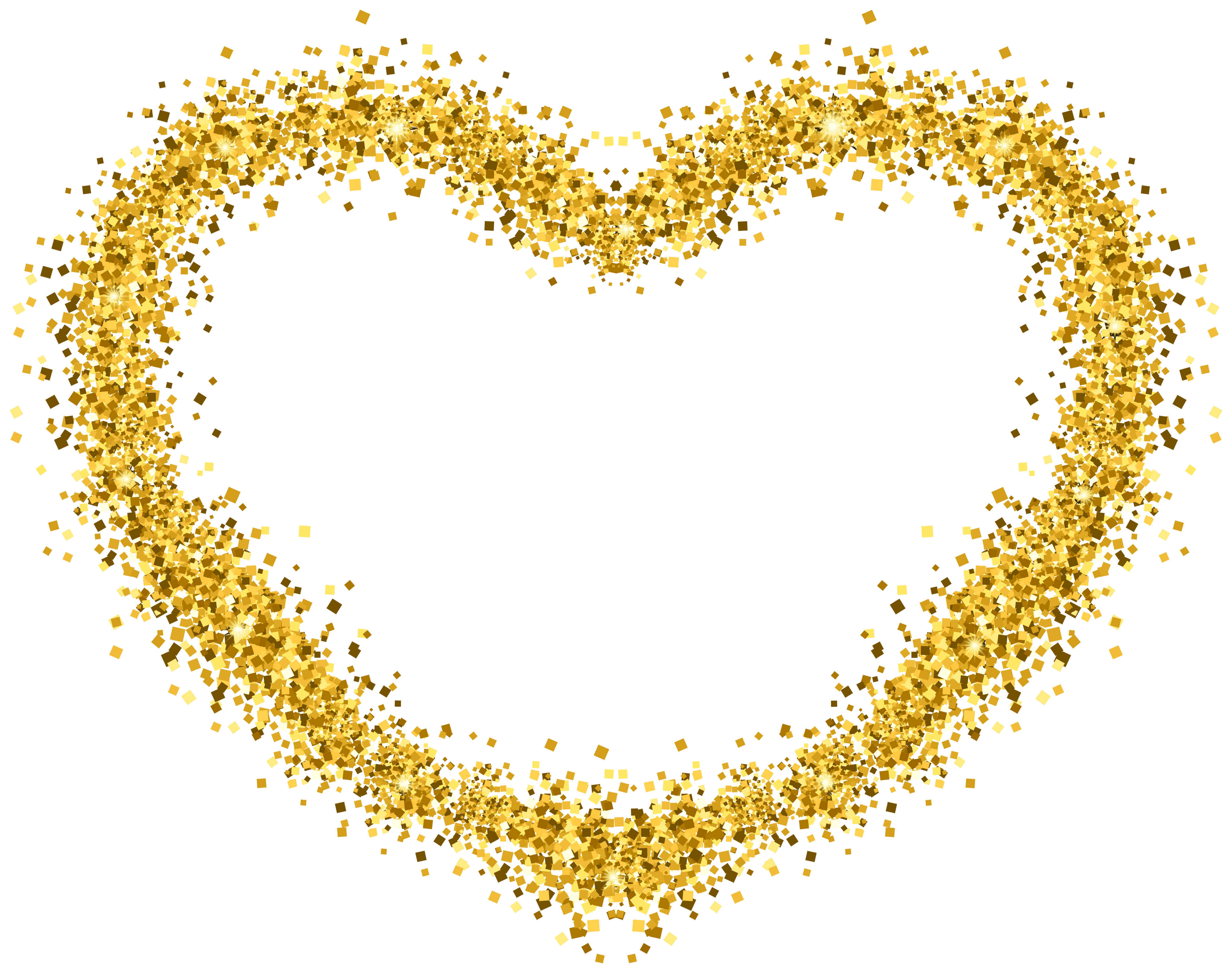 Decorative Gold Heart Transparent Image