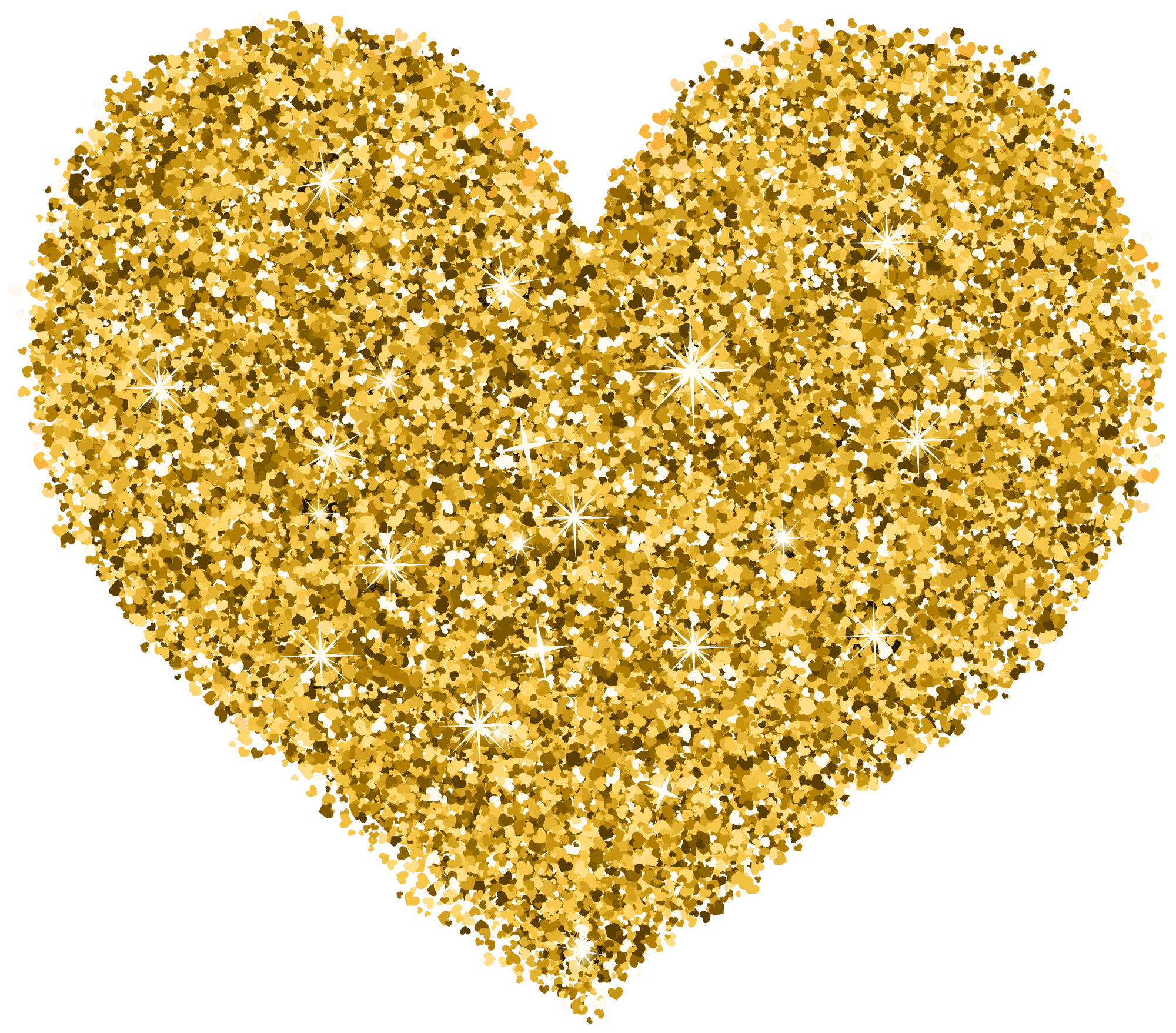 Decorative Golden Heart Transparent Image