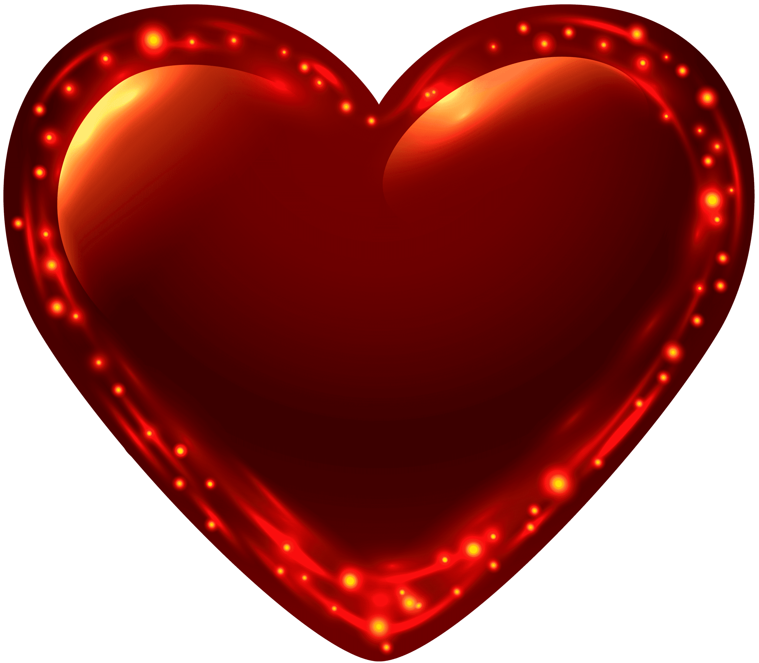 Fiery Glowing Heart PNG Clip Art Image