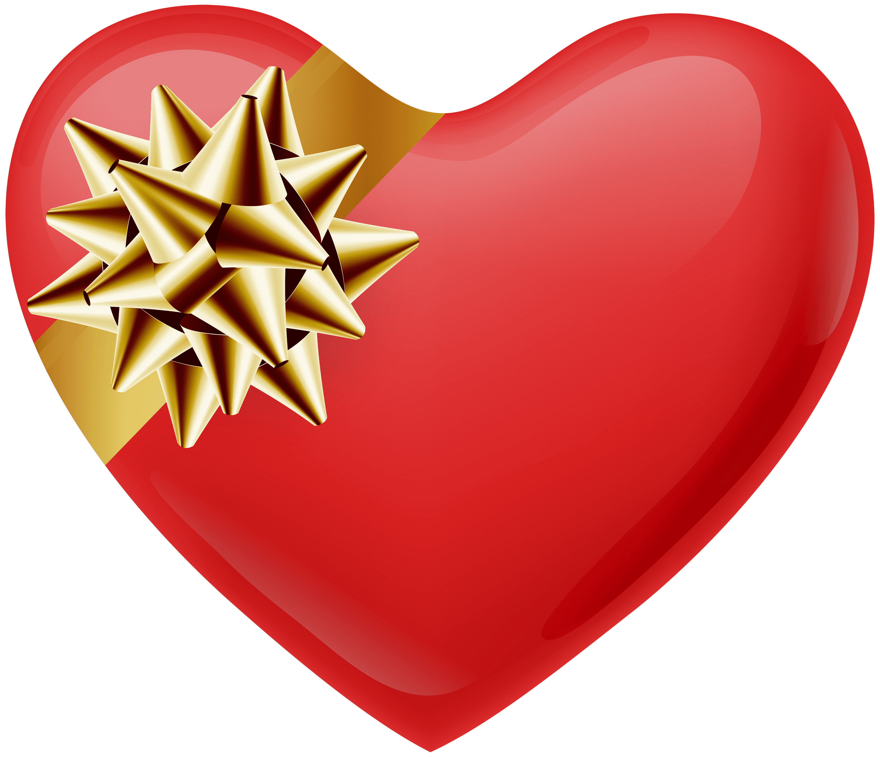 Heart with Gold Bow Transparent PNG Image