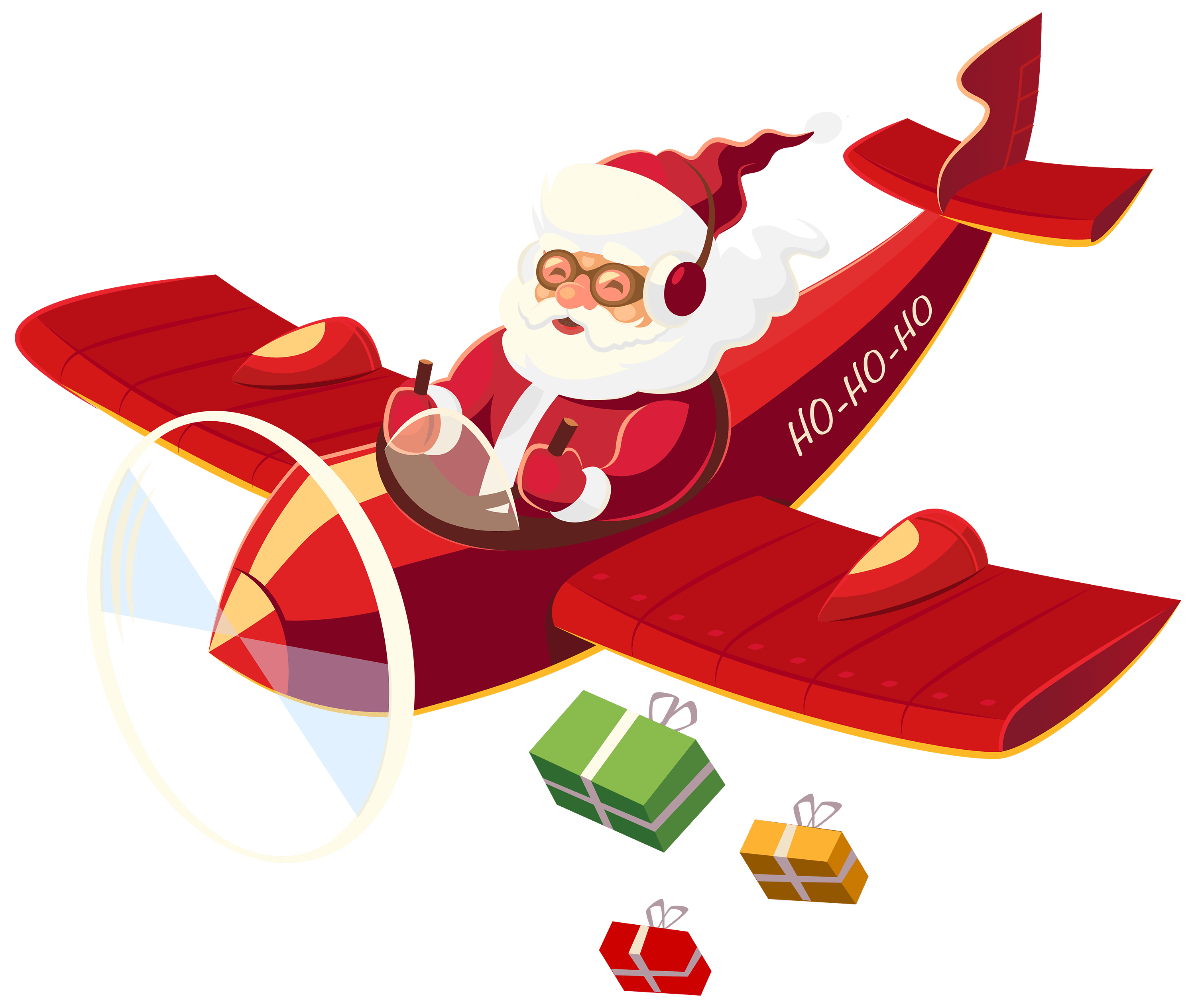 Santa Claus with Plane PNG Clipar