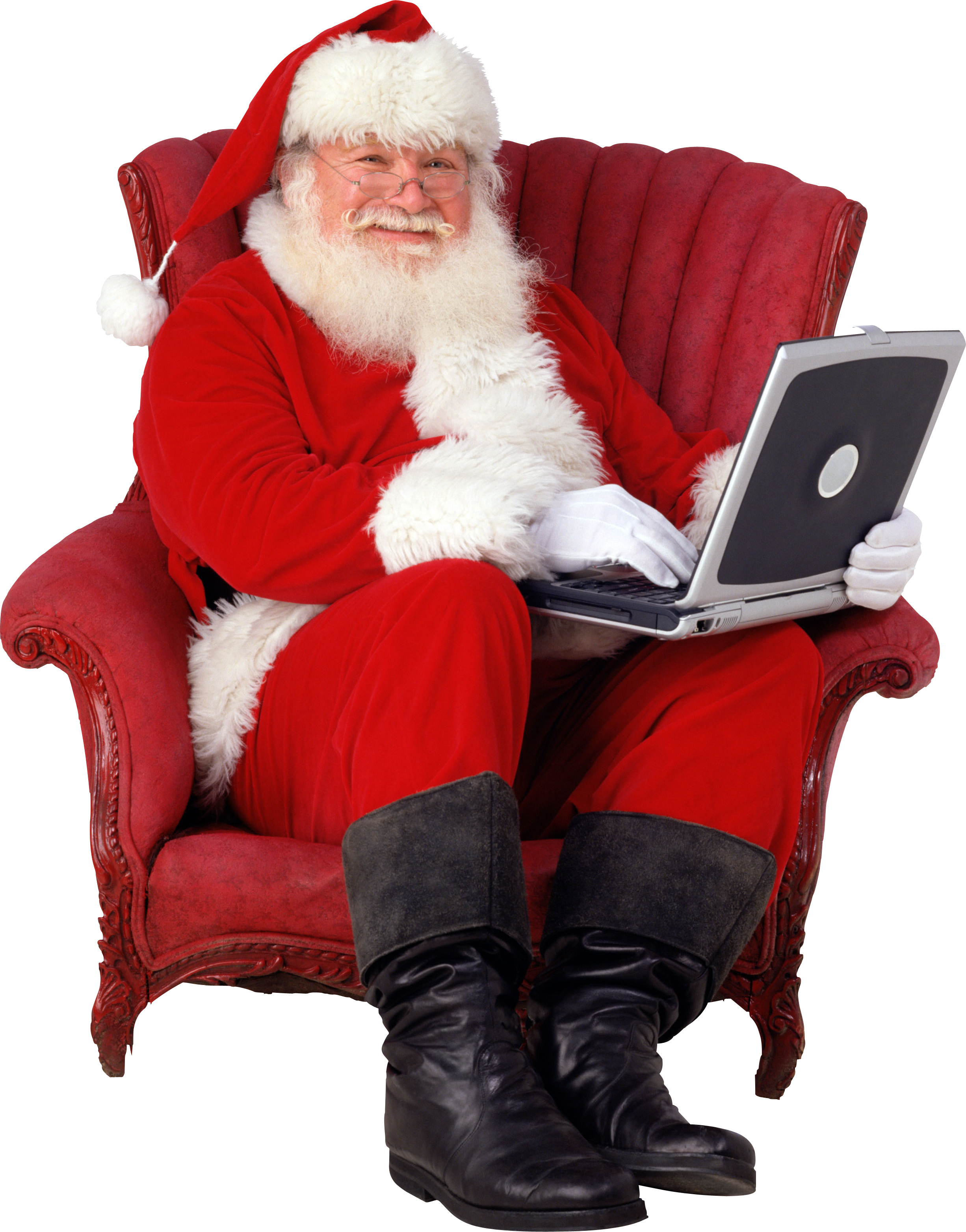 santa claus on computer to order gifts