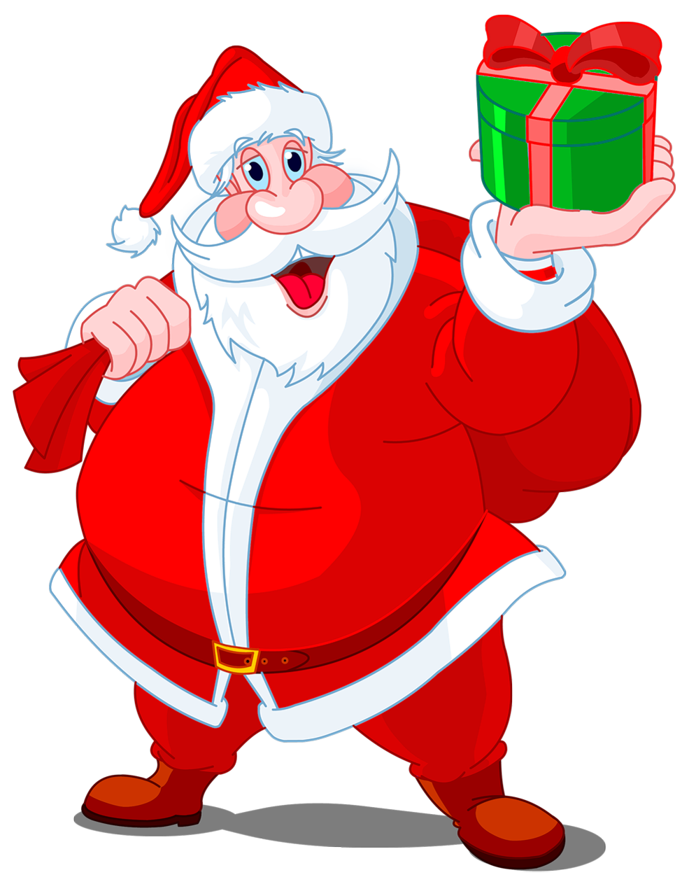 santa claus with green gift