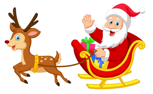 cute santa with his reindeer