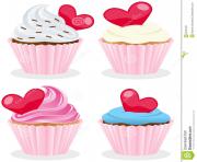 set of four st valentines or saint valentine s day sweet cupcakes uGd0B3 clipart