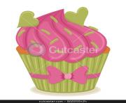 valentine s day cupcake stock vector clipart cupcake with hearts G3ZE36 clipart