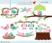 two birds cute valentine digital clipart commercial use ok love SHuqPQ clipart