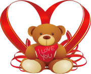 Red Heart with Teddy Bear PNG Clipart