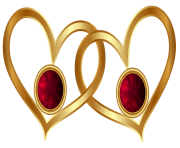 Golden Hearts with Red Diamonds PNG clipart