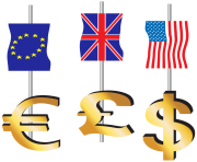 Euro Pound Dollar Signs and Flags PNG Clipart
