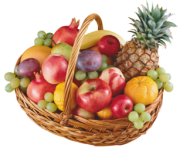 Basket with Fruits PNG Clipart