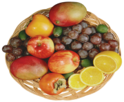 Mixed Fruits in Wicker Bowl PNG Clipart