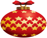 Red Christmas Ball with Stars PNG Clipar