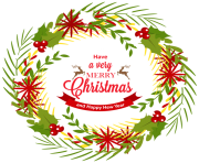 Christmas Wreath with Mistletoe PNG Clipar