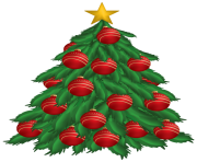 Christmas Tree with Red Christmas Ornaments PNG Clipar