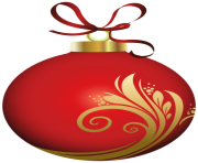 Red Christmas Ball with Decoration PNG Clipar