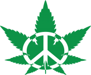 Green Pot Leaf With A Peace Symbol Png