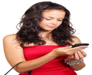 Girl Using Mobile Phone PNG Image