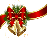 Transparent Christmas Bells with Red Bow Clipart png