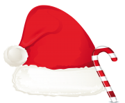 Christmas Candy Cane Ornament and Santa Hat PNG Clipart