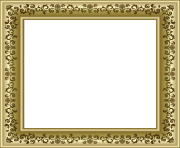 Gold Photo Frame PNG with Brown Ornaments