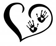 open heart clipart black and white
