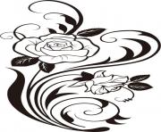 rose silhouette flower clipart black and white