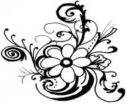 astract flower clipart black and white