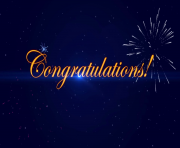 congratulations with a fireworks dark blue background