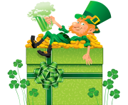 St Patricks Day Decor with Shamrocks and Leprechaun PNG Clipart
