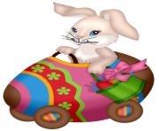 Easter Decorative Bunny with Cart PNG Picture
