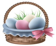 Transparent Easter Basket and Grass PNG Clipart Picture