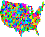 Flat Shaded Low Poly America USA Map