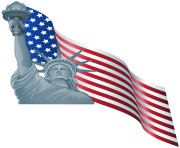 American Flag and Statue of Liberty PNG Clip Art