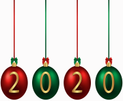 2020 Christmas Balls Red Green PNG Image