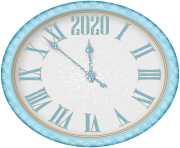 2020 New Year Snowy Clock PNG Clip Art