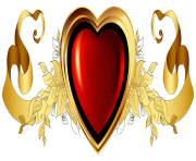 Large Red Heart with Gold Banner Element Clipart