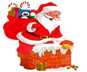 Santa Claus enters the chimney to give the presents