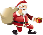 santa claus happy to give gift